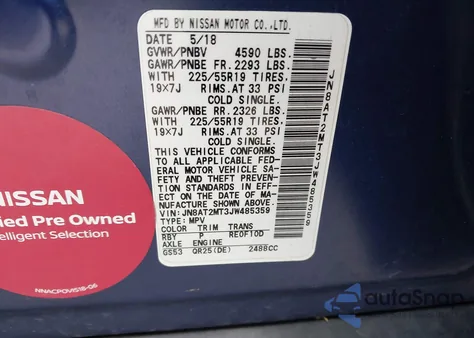 2018 Nissan Rogue Sl z USA, uszkodzony, nr VIN JN8AT2MT3JW485359